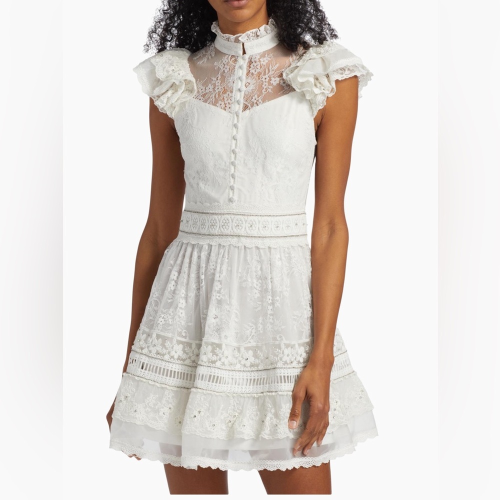 Alice + Olivia
Vernita Lace Ruffle Minidress